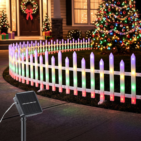 Eight solar fence lights spanning 3 metres with multicoloured LEDs.