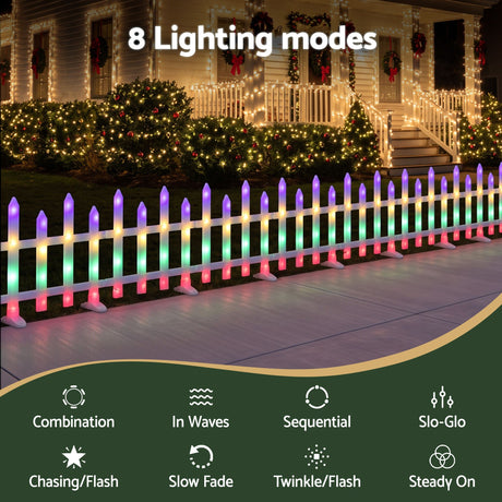 Another view of the eight solar fence lights, eight lighting modes.
