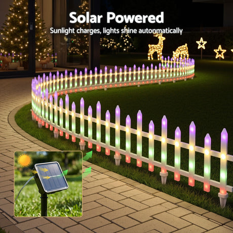 Another view of the eight solar fence lights, for outdoor use.