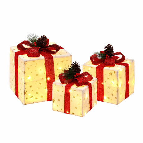 Three lit gift boxes, battery operated.