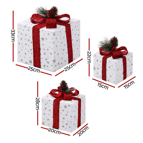 Three lit gift boxes, eight lighting modes.