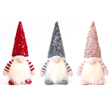 Three light-up gnomes, battery operated.