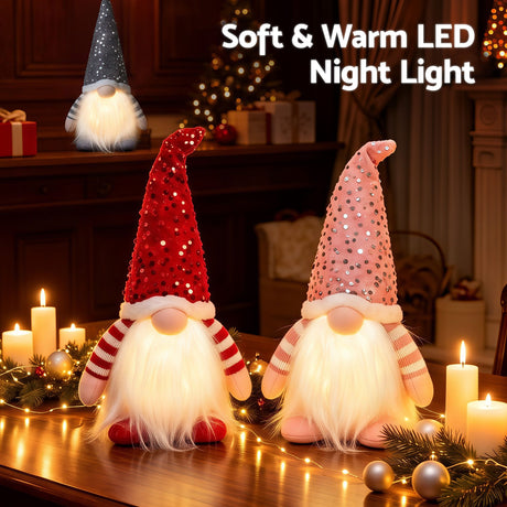 Further view of the three light-up gnomes, battery operated.