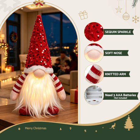 The three light-up gnomes from another angle, battery operated.
