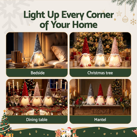 The three light-up gnomes, battery operated.