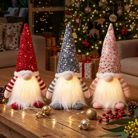 Further view of the three light-up gnomes.