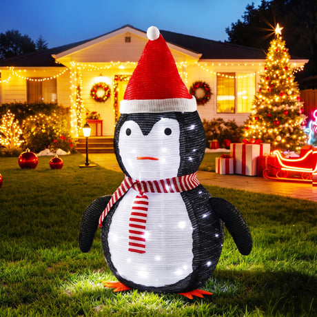 Pop-up lit penguin decoration 70cm tall.