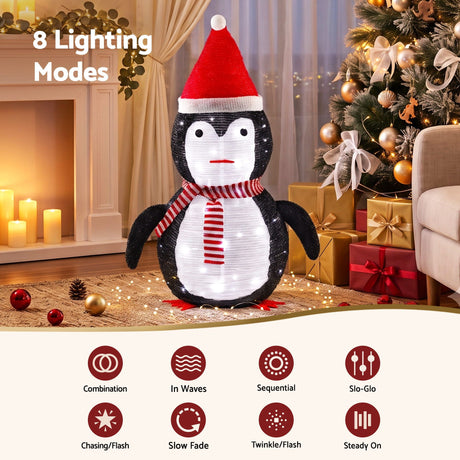 Another view of the 70cm lit penguin, eight lighting modes.