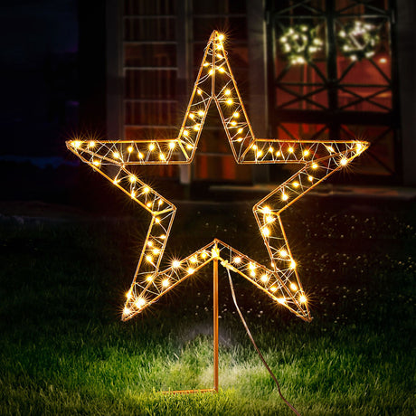 The ground star fairy light shown again, mains powered with a transformer.