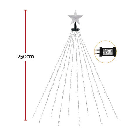 Another view of the 2.5m waterfall lights, mains powered with a transformer.