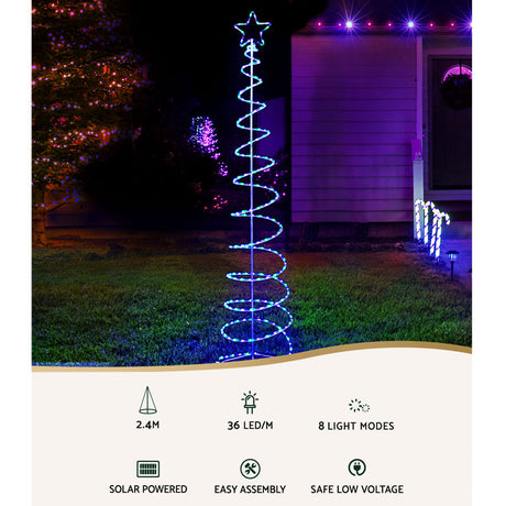 Another view of the 2.4m solar tree light, battery operated.