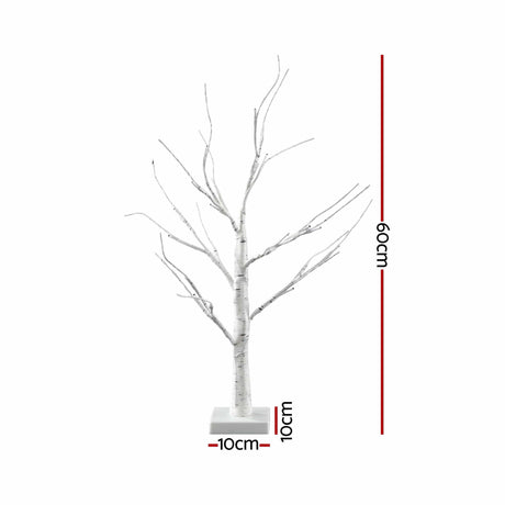 Two 60cm lit branch trees, arriving pre-lit.