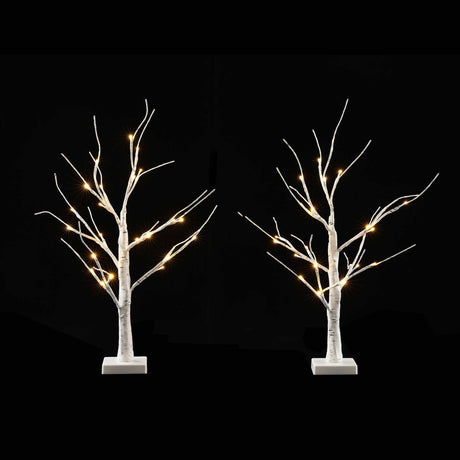 Further view of the two 60cm lit branch trees, arriving pre-lit.