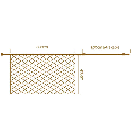 Further view of the 6x4m net lights, mains powered with a transformer.