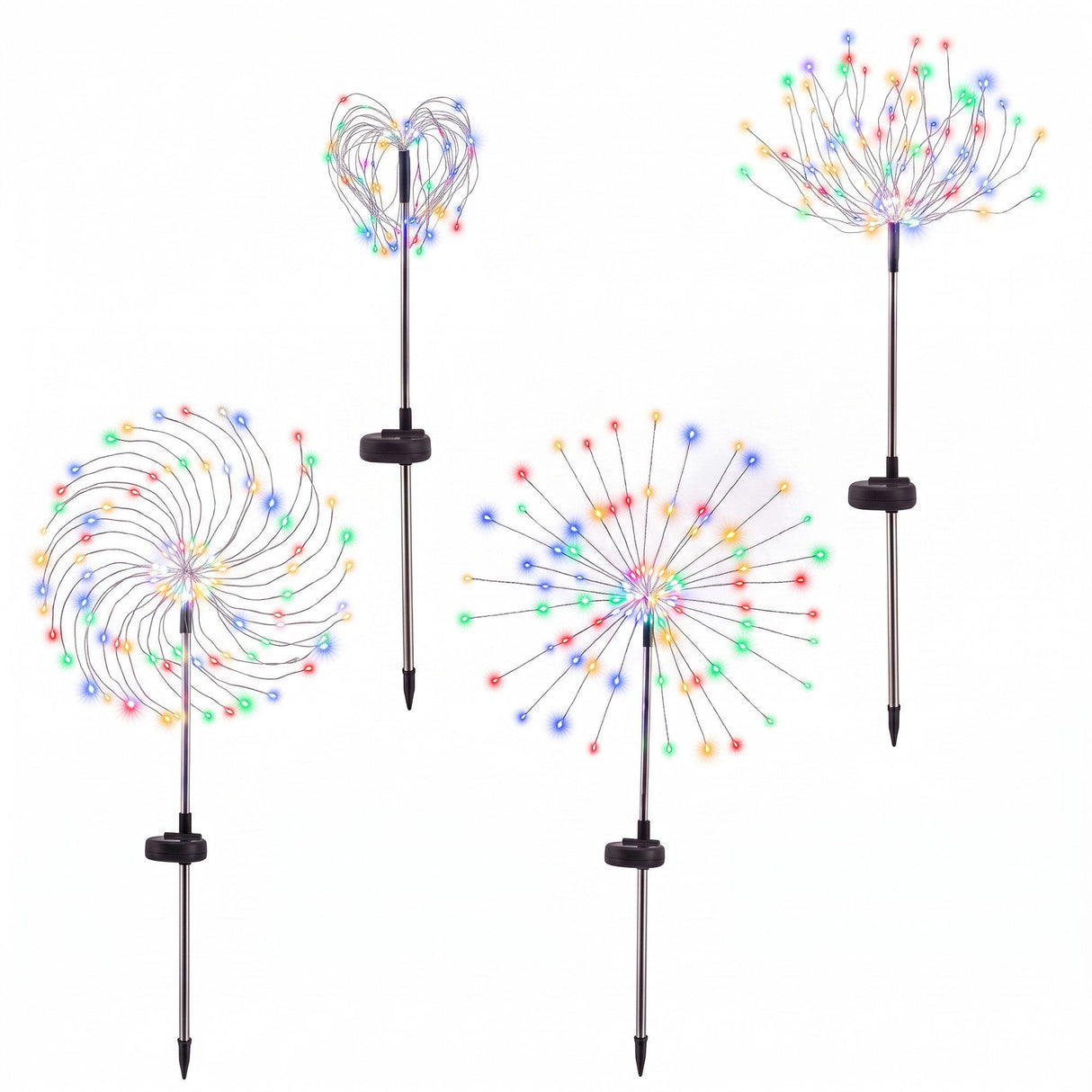 Jingle Jollys 4 Pack Christmas Path Lights Solar Firework Garden Decoration Multicolour