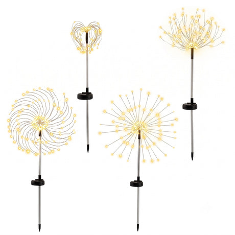 Another view of the four solar firework lights, solar powered.