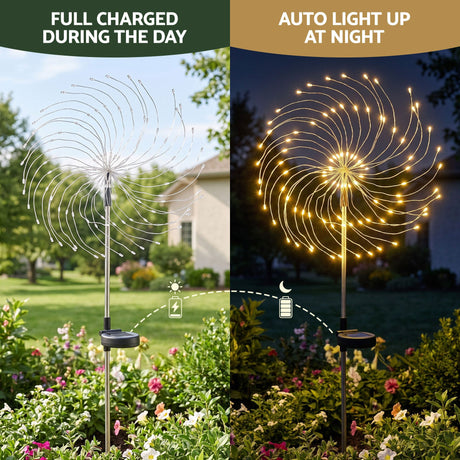 The four solar firework lights shown again, for outdoor use.