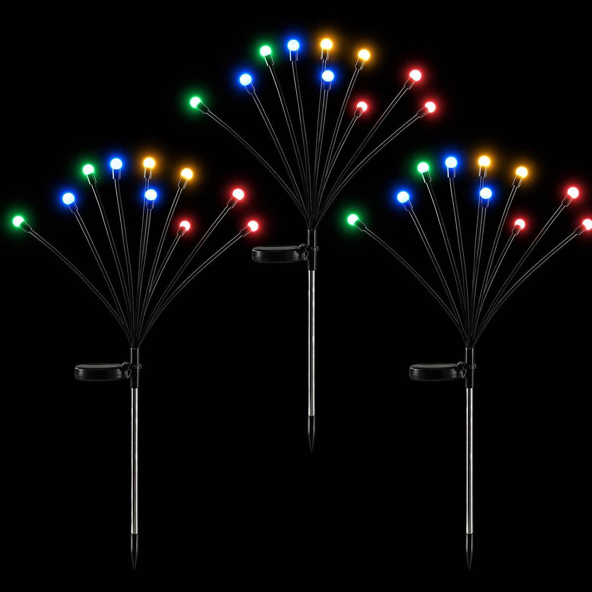 Jingle Jollys Christmas Lights Solar Firefly Lights Garden Decoration Path Lights Multicolour 3 Pack