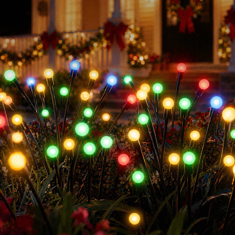Another view of the three solar firefly lights, for outdoor use.