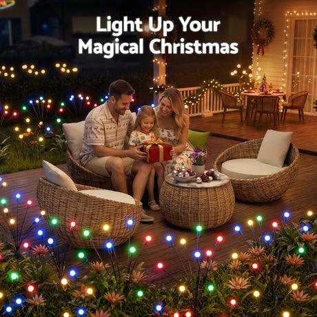 Three solar firefly lights, solar powered.