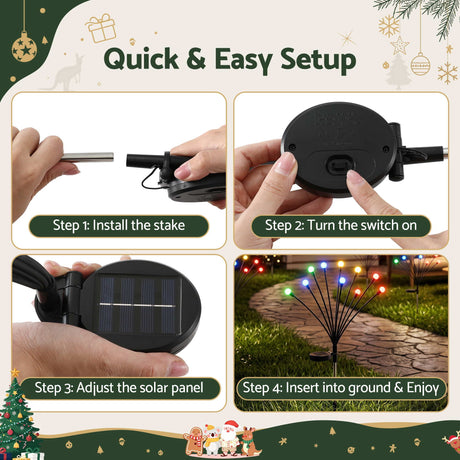 Three solar firefly lights, for outdoor use.