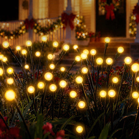 Another view of the three solar firefly lights, for outdoor use.