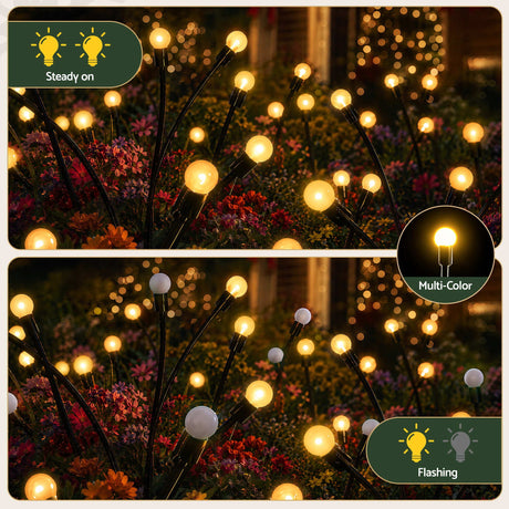 The three solar firefly lights shown again, solar powered.