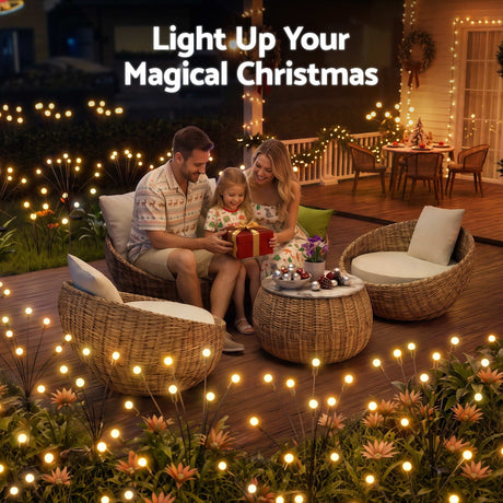 Three solar firefly lights, solar powered.