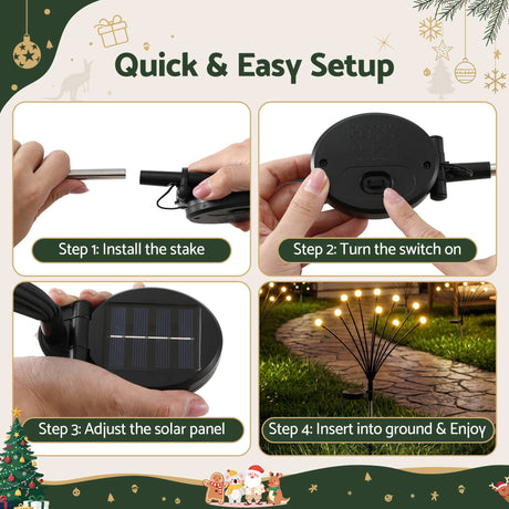 Three solar firefly lights, for outdoor use.