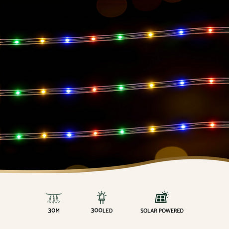Another view of the 30m multicoloured rope light, running on low voltage.