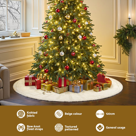 120cm knitted tree skirt, machine washable.