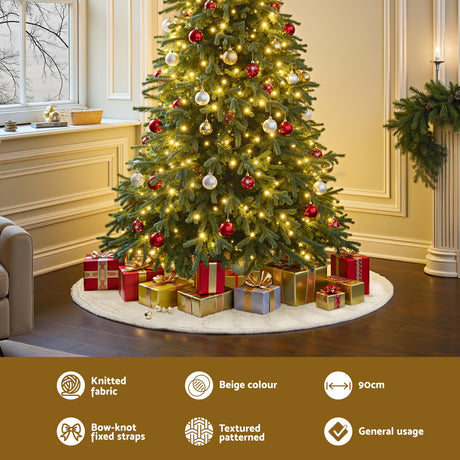 90cm knitted tree skirt, machine washable.