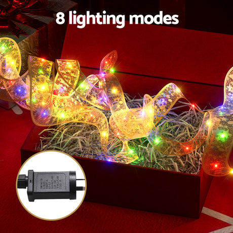 The 20m golden ribbon lights shown again, for indoor or outdoor use.