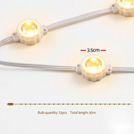 30m smart eaves lights, mains powered with a transformer.