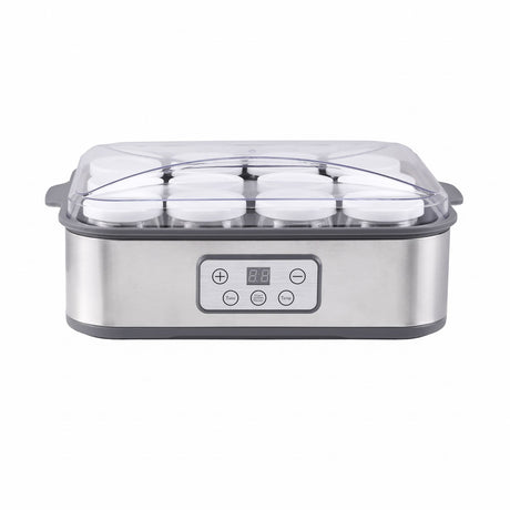 Devanti Yoghurt Maker Machine with 12x180ml Glass Cups Temp Control Grey.
