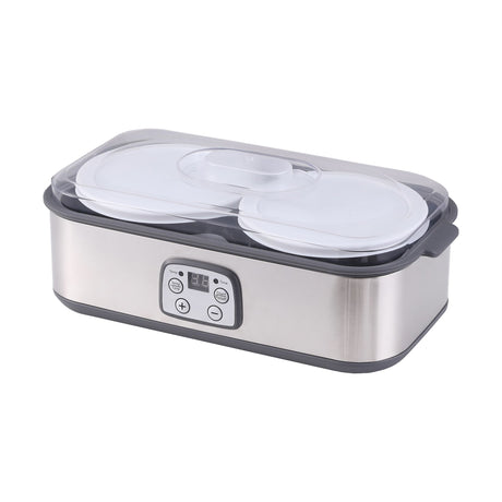 Devanti Greek Yoghurt Maker Machine 2x960ml Large Tubs Temp Control Grey.