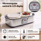 Devanti Greek Yoghurt Maker Machine 2x960ml Large Tubs Temp Control Grey