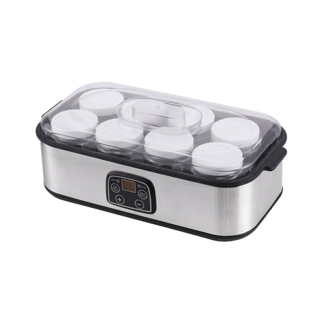 Devanti Yoghurt Maker Machine with 8x180ml Glass Cups Temp Control Black.
