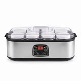 Devanti Yoghurt Maker Machine with 8x180ml Glass Cups Temp Control Black