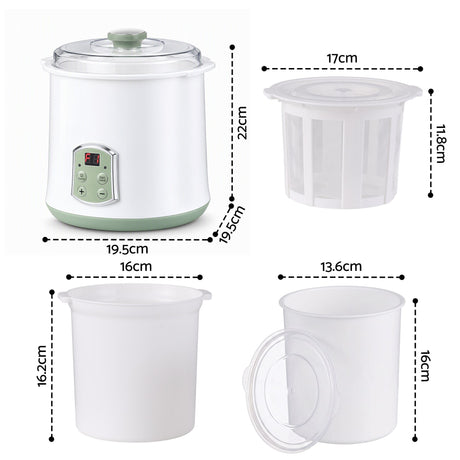 Devanti 2-in-1 Yoghurt Maker and Fermenter 2L with Greek Yoghurt Strainer Soft Cheese Machine.