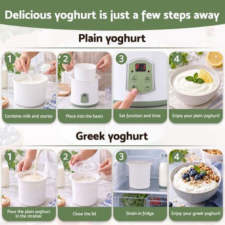 Devanti 2-in-1 Yoghurt Maker and Fermenter 2L with Greek Yoghurt Strainer Soft Cheese Machine.