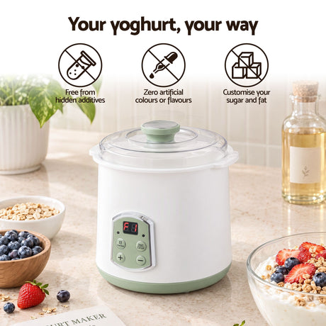 Devanti 2-in-1 Yoghurt Maker and Fermenter 2L with Greek Yoghurt Strainer Soft Cheese Machine.