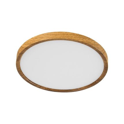 Brilliant 30cm Timber Tri-Colour And Dimmable Elba LED Oyster Ceiling Light With Remote