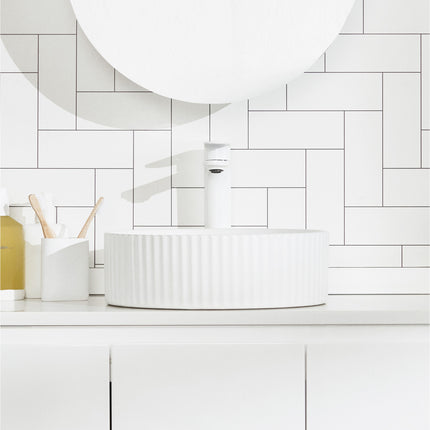 CIBO White Matte Fluted Round Basin