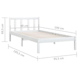 vidaXL Bed Frame without Mattress White Solid Wood Single
