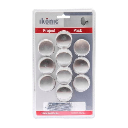 Ikonic 37mm Brushed Nickel Round Knob - Card of 10