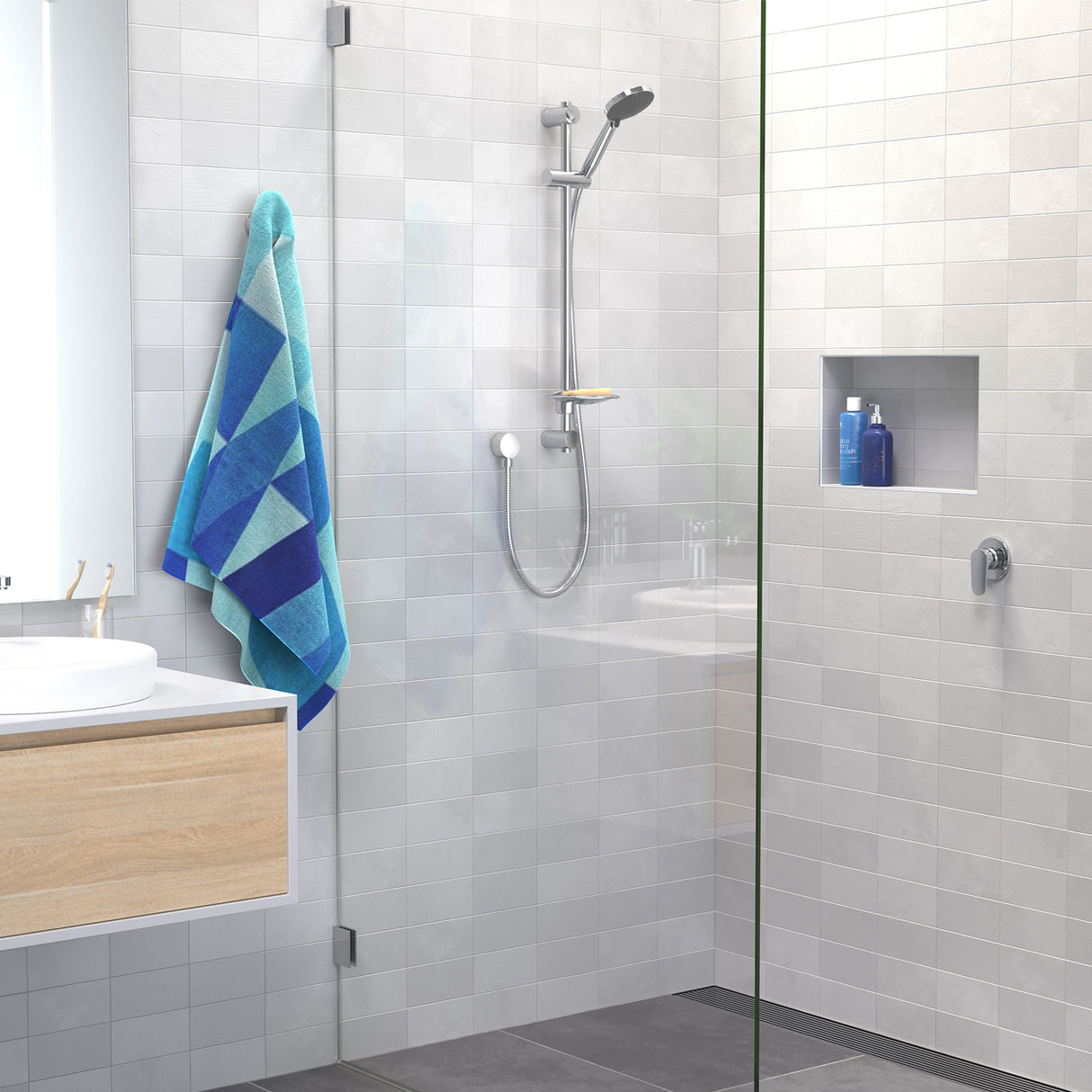 Flexispray WELS 3 Star 9L/min 3 Function Havana Rail Shower - Chrome