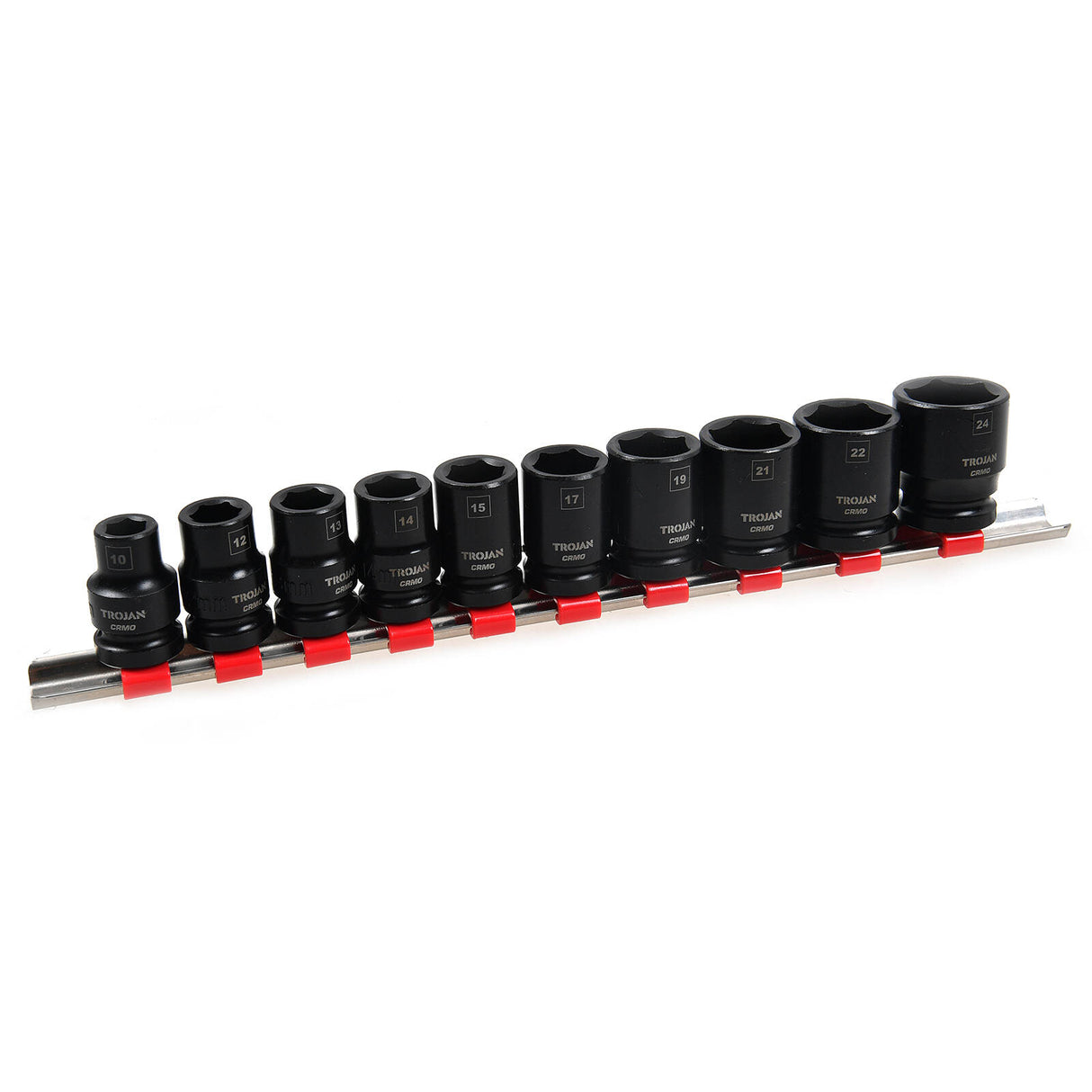 Trojan 10 Piece 1/2" Impact Socket Rail Set