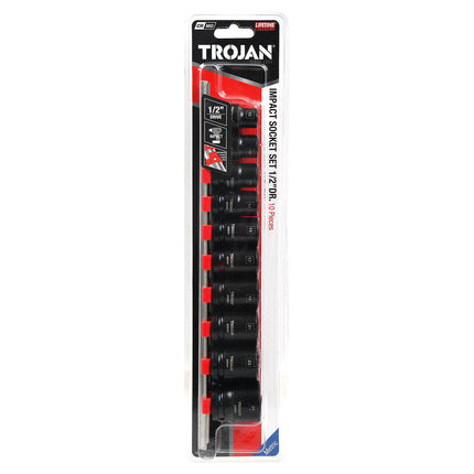 Trojan 10 Piece 1/2" Impact Socket Rail Set