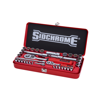 Sidchrome 37 Piece 1/4” And 1/2” Drive Met/AF Socket Set